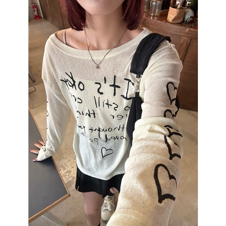 ハート ロゴ ロング Tシャツ[品番：LFTW0001448]｜SHOPLIST