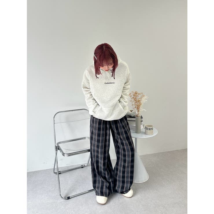 英字プリント リブニット ロング Tシャツ[品番:LFTW0001458 英字プリント リブニット ロング Tシャツ[品番:LFTW0001458