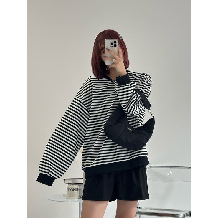 英字プリント リブニット ロング Tシャツ[品番:LFTW0001458 英字プリント リブニット ロング Tシャツ[品番:LFTW0001458