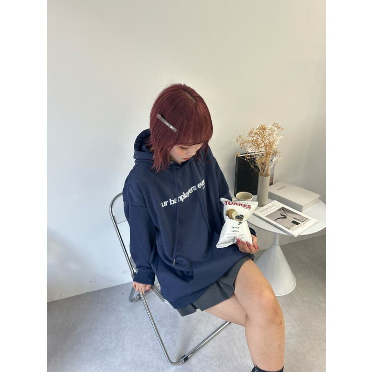 英字プリント リブニット ロング Tシャツ[品番:LFTW0001458 英字プリント リブニット ロング Tシャツ[品番:LFTW0001458