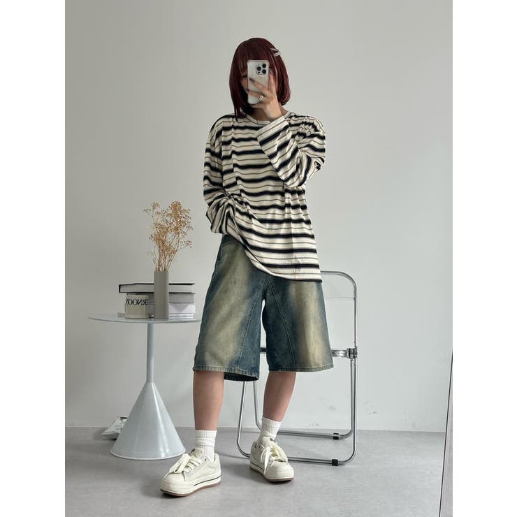 薄手 ロング ボーダー Tシャツ[品番：LFTW0001484]｜SHOPLIST OUTLET