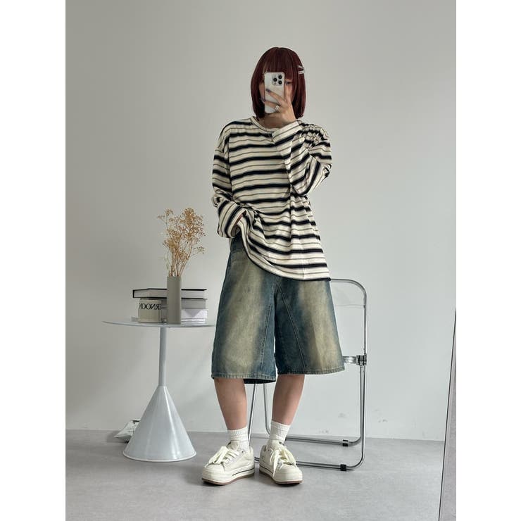 スタイリスト私物　ボーダーロングTシャツ ボーダービッグロンT[M便 1/1]長袖Tシャツ ロングTシャツ ロンT