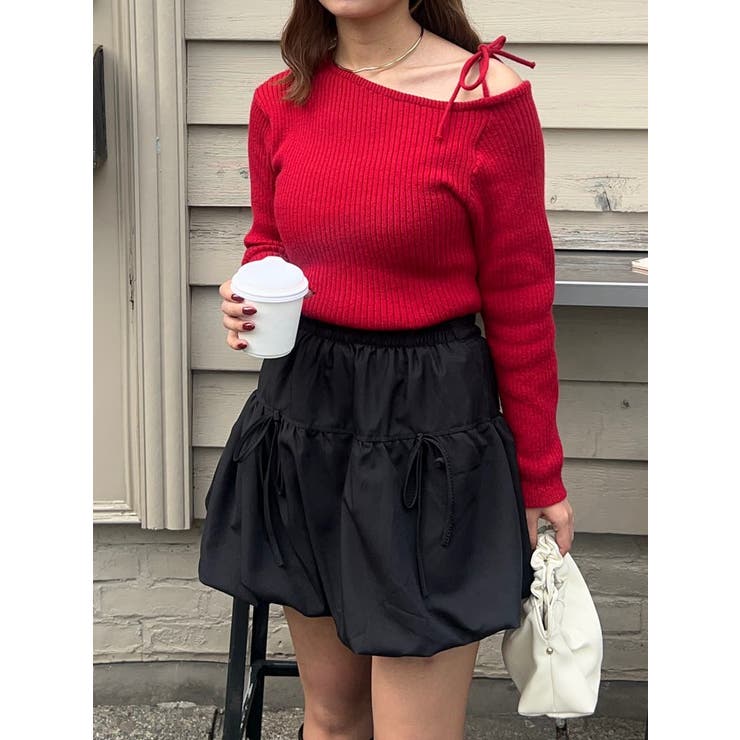 frayid オフショルコンビリボンリブニットワンピース 極美品 FRAY I.D