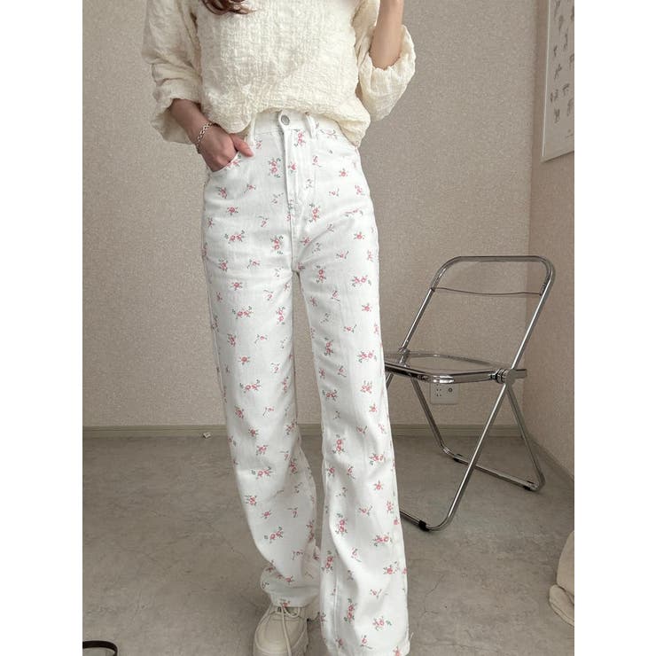 ハイウエスト 花柄 デニムパンツ[品番：LFTW0003412]｜SHOPLIST