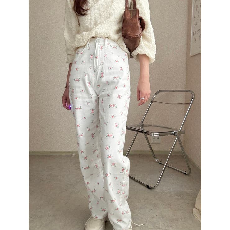 ハイウエスト 花柄 デニムパンツ[品番：LFTW0003412]｜SHOPLIST OUTLET