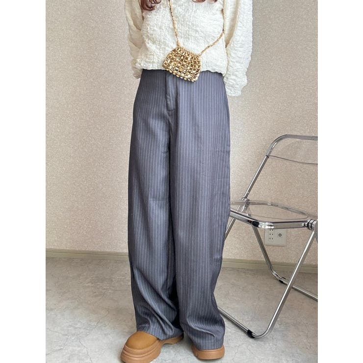 Pinstripe wool calf-length skirt in Multicolor for Women