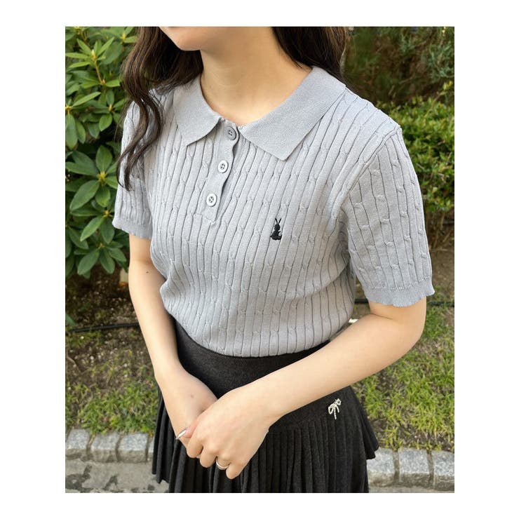 刺繍 ポロ 半袖 サマーニット[品番：LFTW0000164]｜SHOPLIST