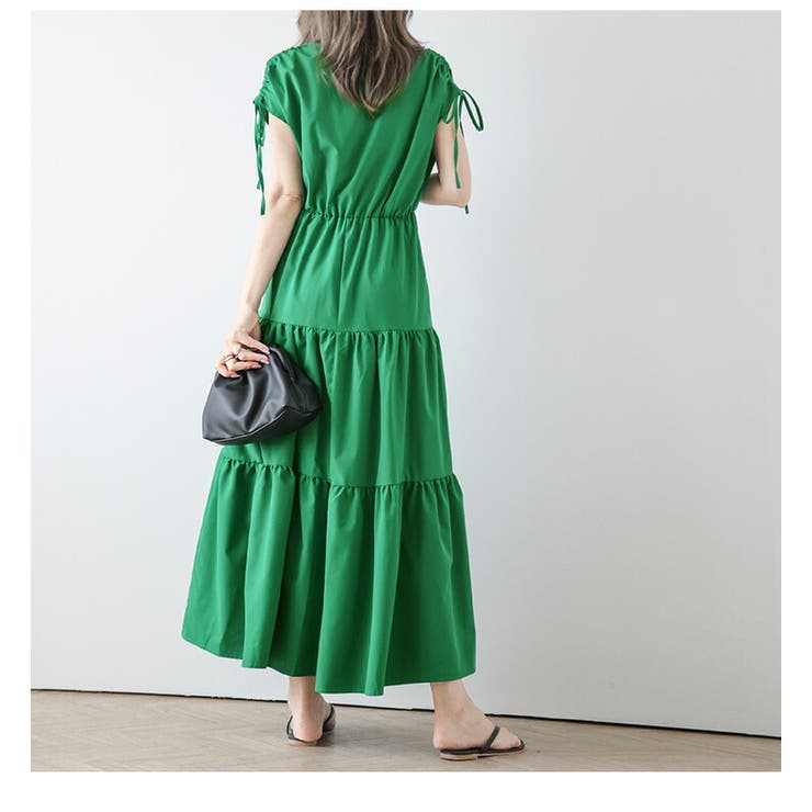 美品♡Diagram ロングワンピース カシュクール ティアード ベルト フレア ティアードギャザーワンピース カシュクールワンピース