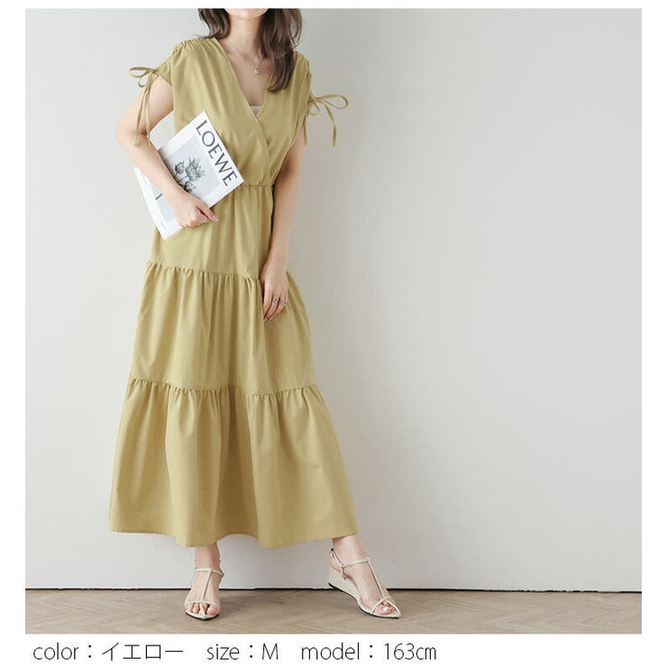 ティアードギャザーワンピース カシュクールワンピース