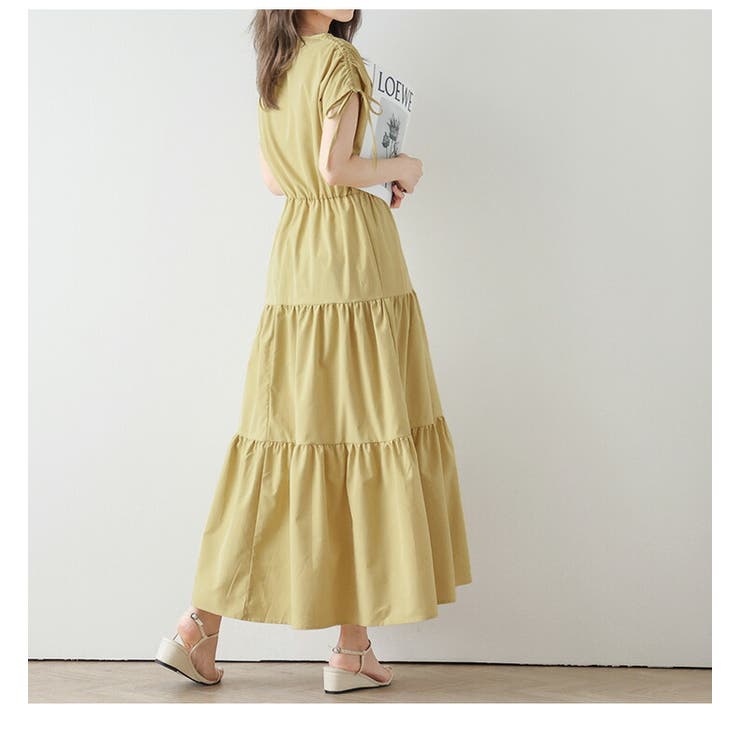 美品♡Diagram ロングワンピース　カシュクール　ティアード　ベルト　フレア ティアードギャザーワンピース カシュクールワンピース