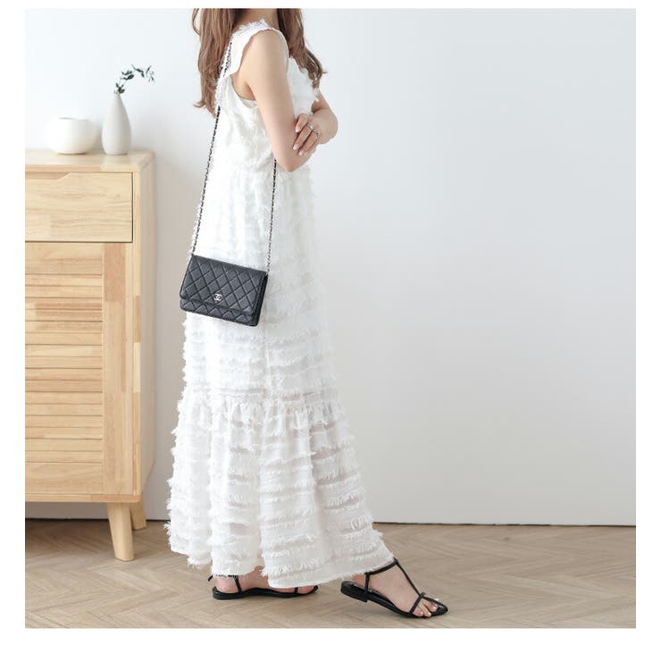 シビラ 美品 ロングワンピース パフスリーブ シアー インナー