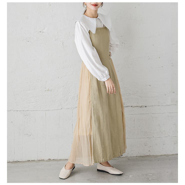 値下げ◆ブリーフィング◆ワンピース◆サイズXS 異素材 サイドプリーツ ワンピース[品番：LGMW0004267]｜La