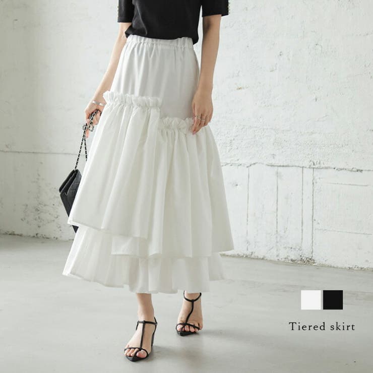ティアードスカート アシンメトリー ギャザーフリル | La-gemme | 詳細画像1 