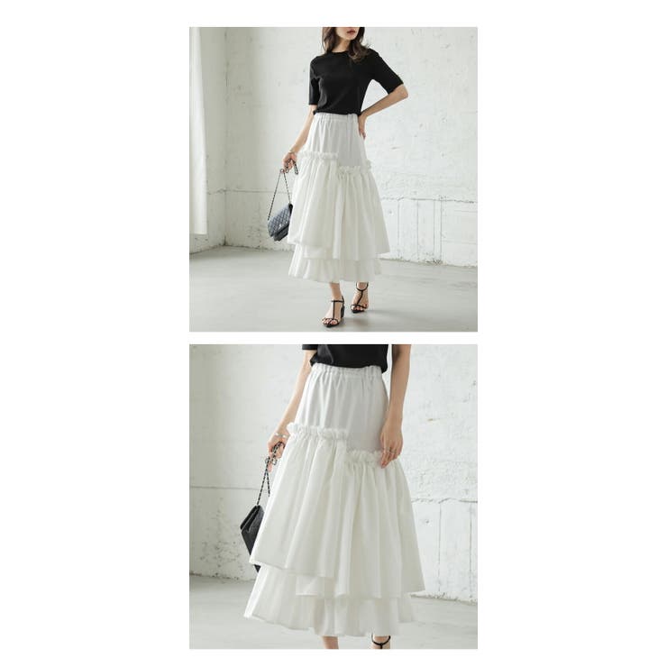 ティアードスカート アシンメトリー ギャザーフリル | La-gemme | 詳細画像9 