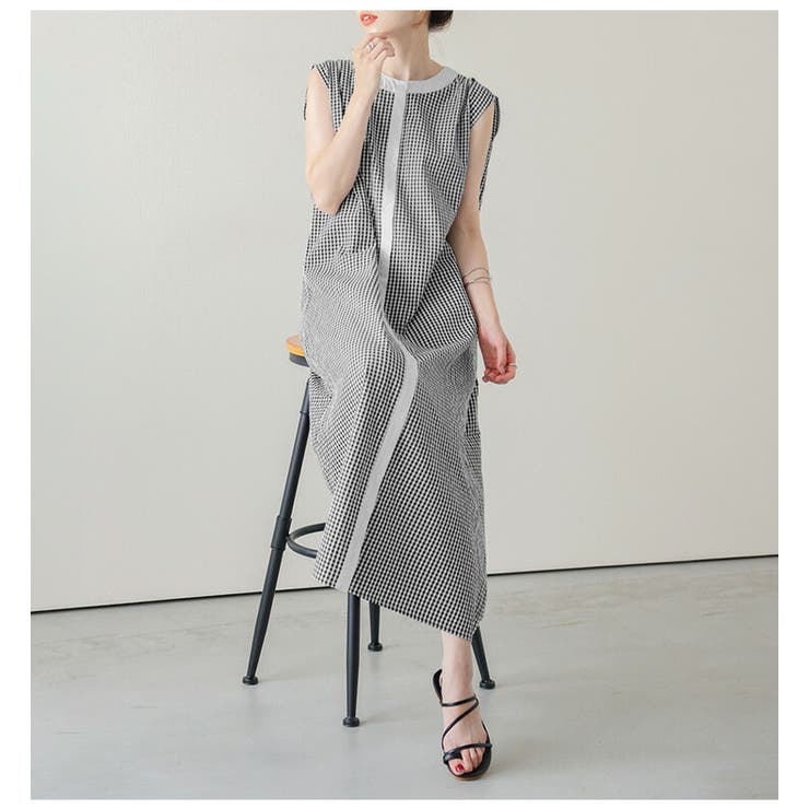 1317【ジェンヌ】美品　ノースリーブロングワンピース　M 大人ギンガム 1317【ジェンヌ】美品 ノースリーブロングワンピース M 大人