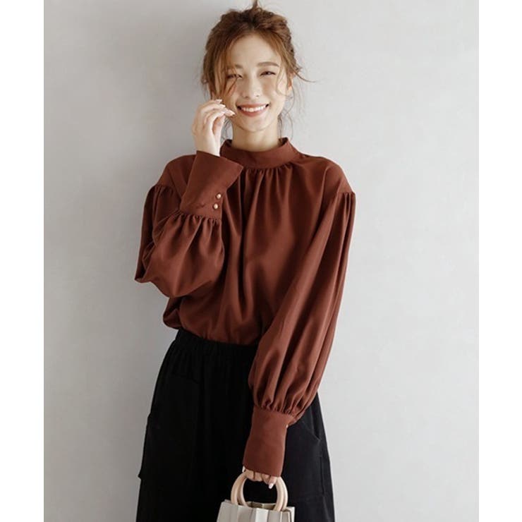 バンドカラー袖バルーントップス / Brown&Street（ブラウン