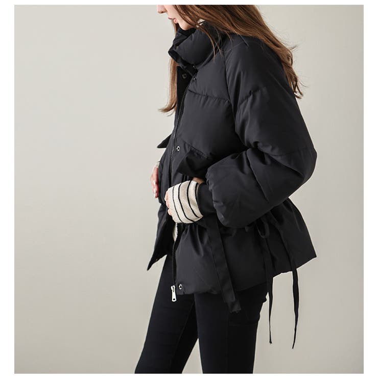 ウエストギャザーフェイクダウンブルゾン ダウンジャケット ダウン