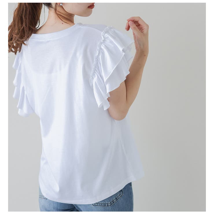 2段袖フリル Tシャツ カットソー[品番：LGMW0004894]｜La-gemme