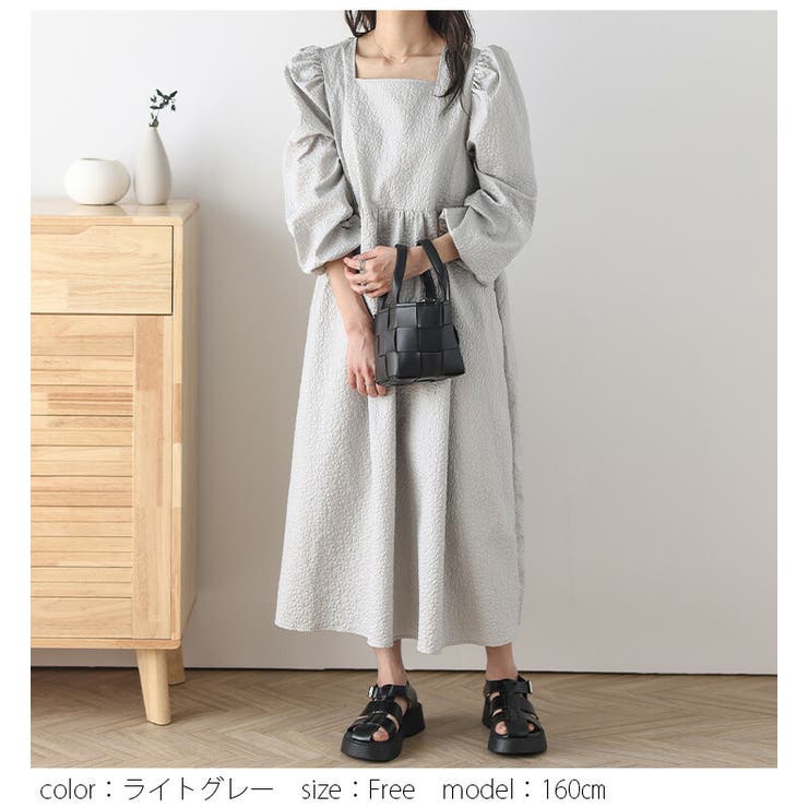 フェミニンワンピース ワンピース スクエアネック[品番：LGMW0004843