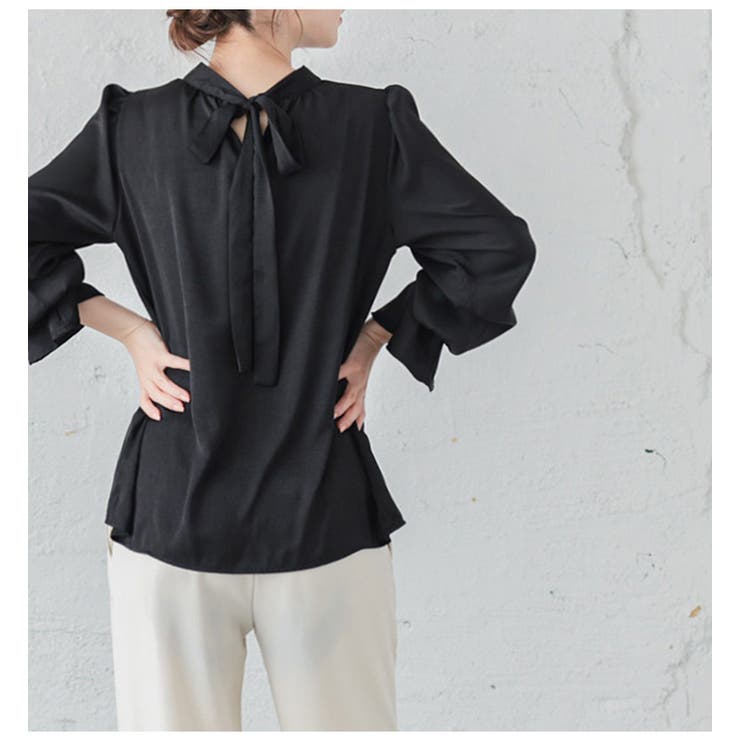 バックリボン ブラウス 長袖[品番：LGMW0004458]｜La-gemme（ラジェム