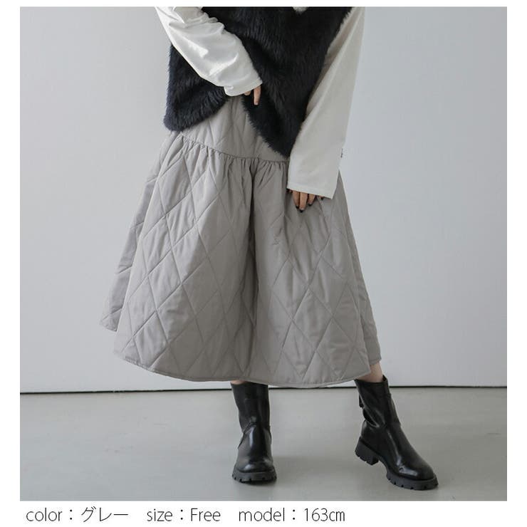 キルティングスカート フレア ミディアム[品番：LGMW0005096]｜La