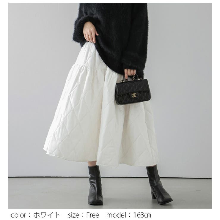 キルティングスカート フレア ミディアム[品番：LGMW0005096]｜La