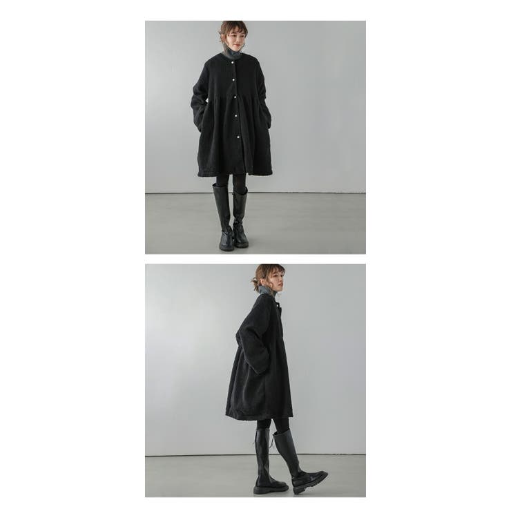 ペプラムボアコート ノーカラー 防寒[品番：LGMW0005110]｜La-gemme