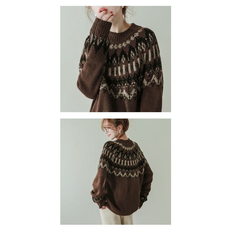 ★お値下げ★[新品☆未使用]♥DURAS＆ルコック♥ニットカーデ上下 前後2wayノルディック柄ニットカーディガン[品番：TRIW0003295