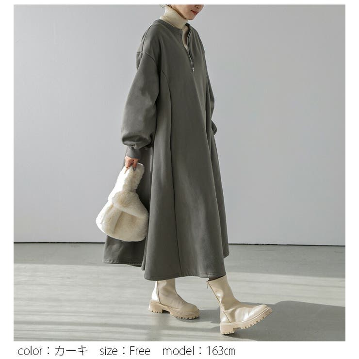 裏起毛 ハーフジップ ラウンドネック | La-gemme | 詳細画像7 