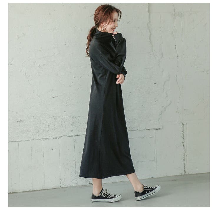 裏起毛 サイドプリーツワンピース ワンピース[品番：LGMW0004104]｜La