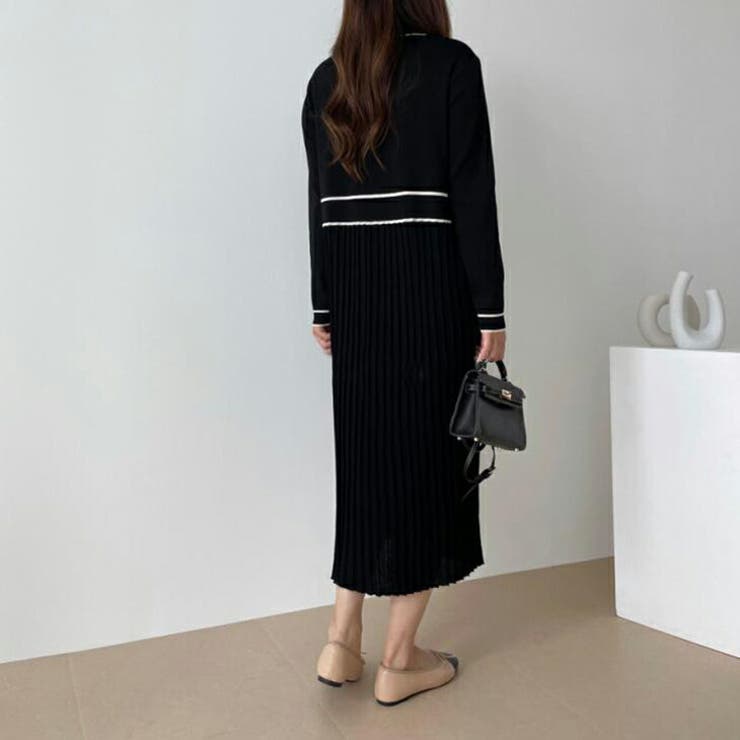 配色ワンピース プリーツワンピース バイカラー | La-gemme | 詳細画像4 