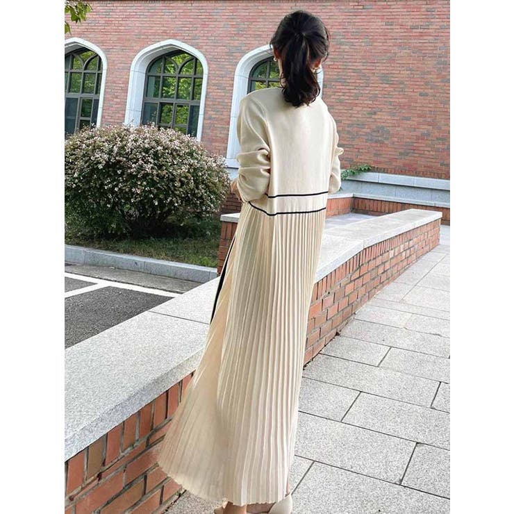 配色ワンピース プリーツワンピース バイカラー | La-gemme | 詳細画像10 