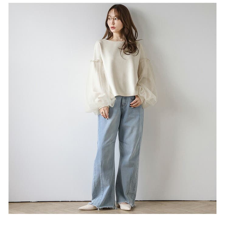 トップス チュール ボリュームスリーブ[品番：LGMW0005219]｜La