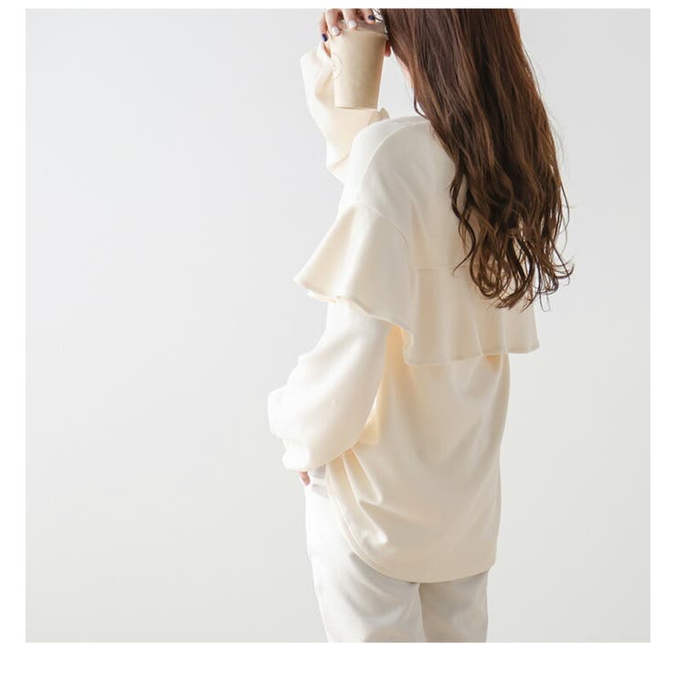 国産品 ラッフルフリル ダンボールニット[品番：LGMW0005250 トップス トップス