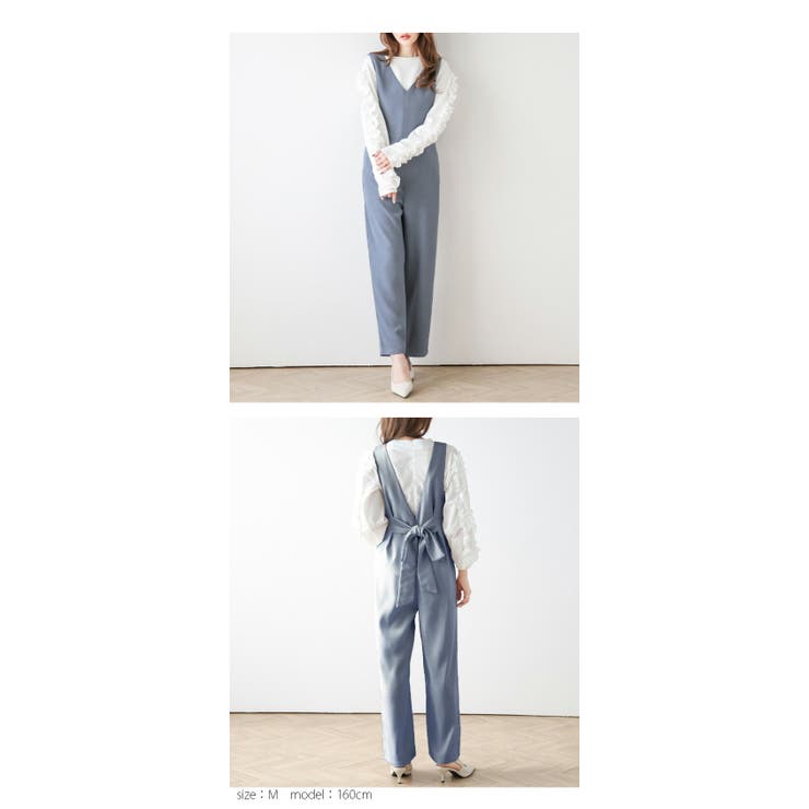 Vネックサロペット バックリボン ワイド | La-gemme | 詳細画像13 