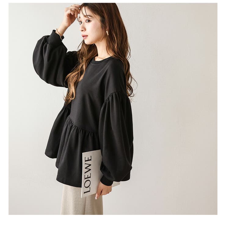 moripon ペムラムスウェットトップス ペプラム スウェット トップス[品番：LGMW0005278]｜La-gemme