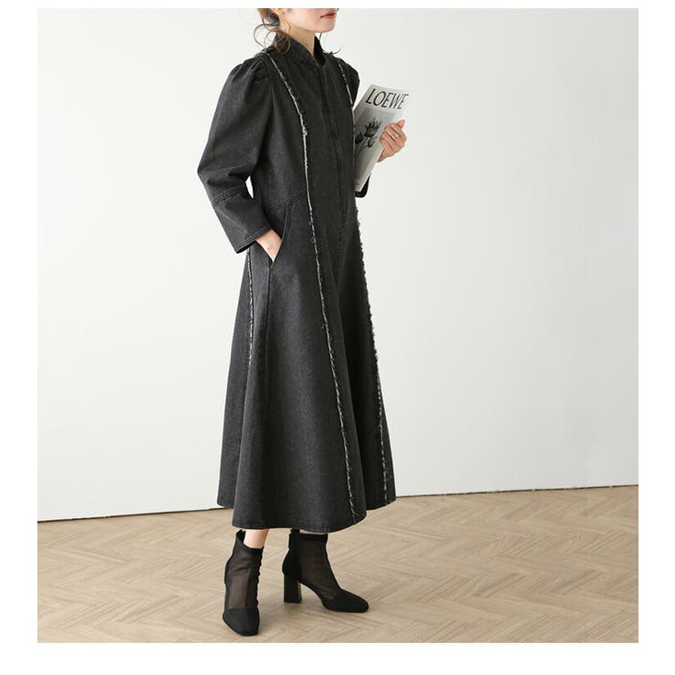 デニムワンピース フロントジップ ウォッシュ加工 | La-gemme | 詳細画像13 