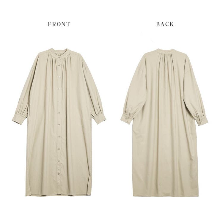 ロング丈 シャツワンピース バンドカラー[品番：LGMW0005594