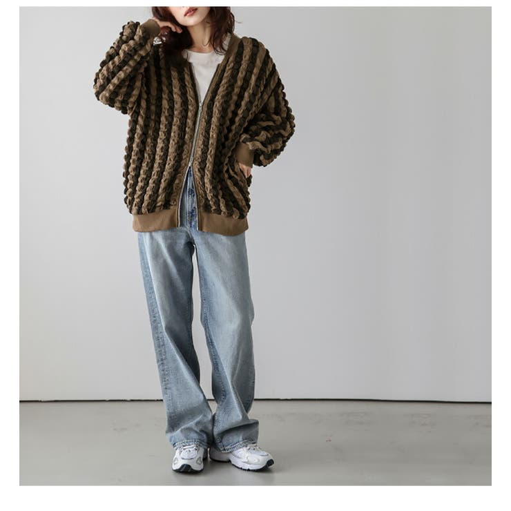 ダブルジップ ジャガード カーディガン[品番：LGMW0005605]｜La-gemme