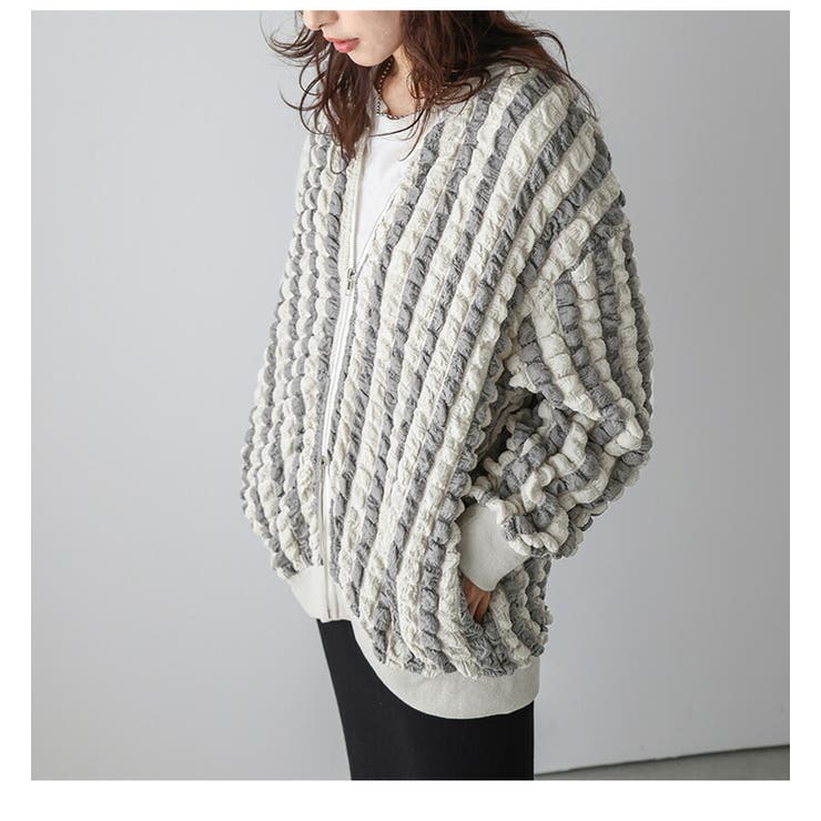 ダブルジップ ジャガード カーディガン[品番：LGMW0005605]｜La-gemme