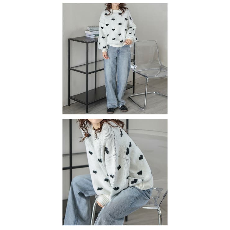 ニット トップス ハート[品番：LGMW0005612]｜La-gemme