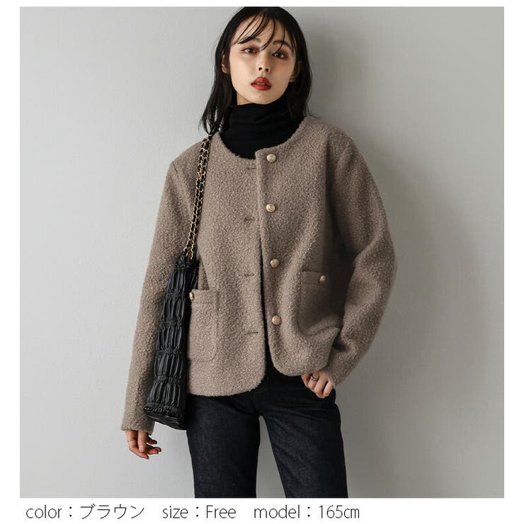 ノーカラー ジャケット ブルゾン[品番：LGMW0005644]｜La-gemme
