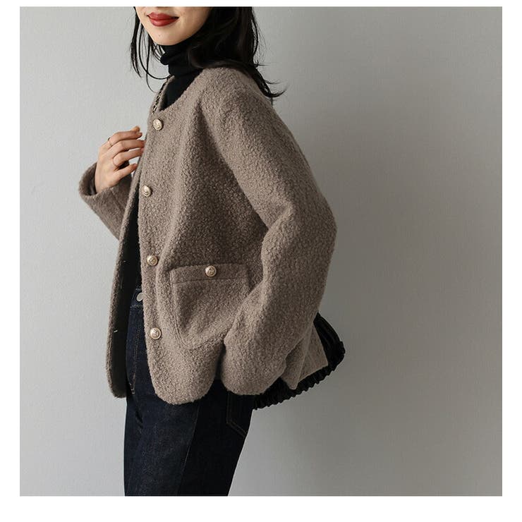 ノーカラー ジャケット ブルゾン[品番：LGMW0005644]｜La-gemme