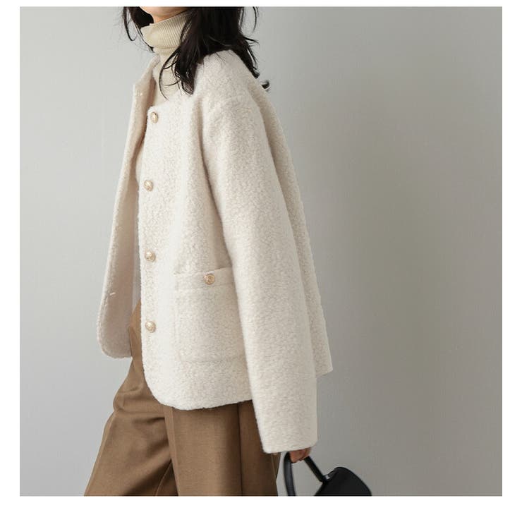 ノーカラー ジャケット ブルゾン[品番：LGMW0005644]｜La-gemme