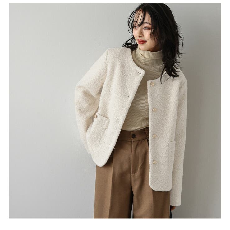 ノーカラー ジャケット ブルゾン[品番：LGMW0005644]｜La-gemme