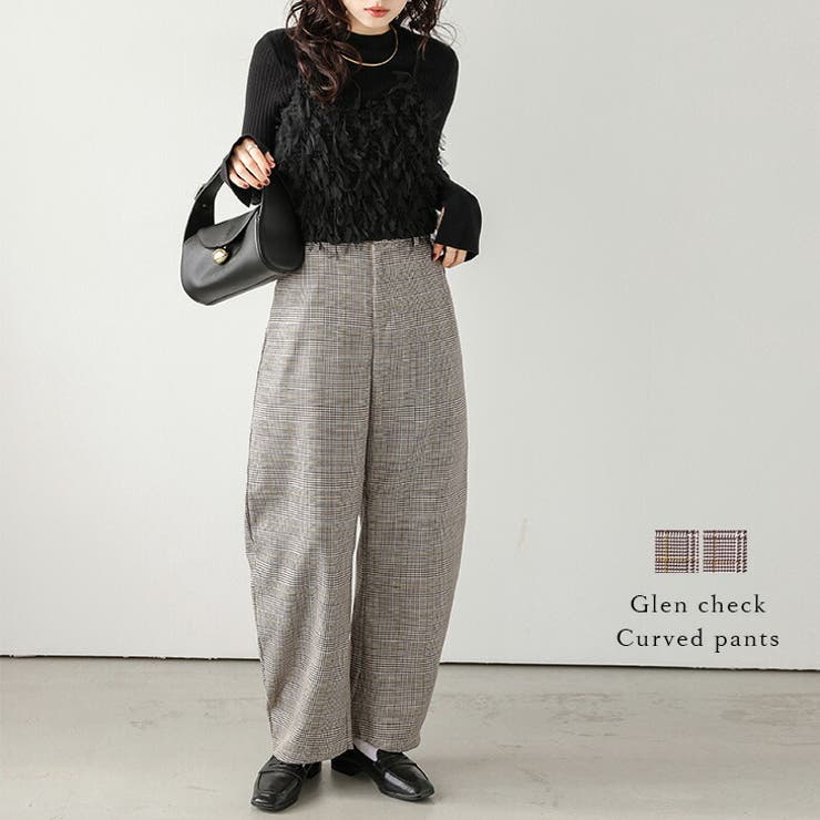 カーブパンツ グレンチェック スラックス | La-gemme | 詳細画像1 