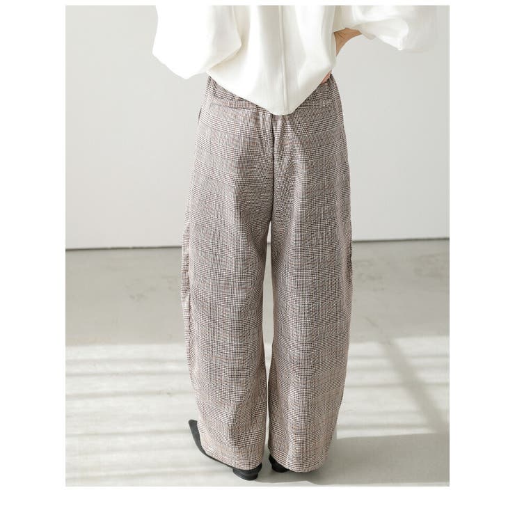 カーブパンツ グレンチェック スラックス | La-gemme | 詳細画像7 