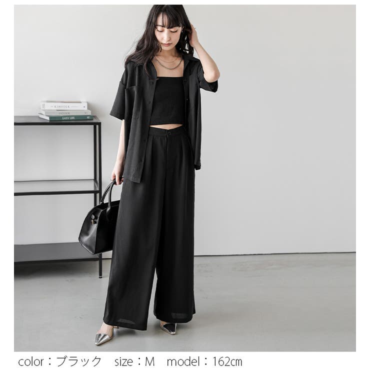 シャツ ワイドパンツ セットアップ[品番：LGMW0005882]｜La