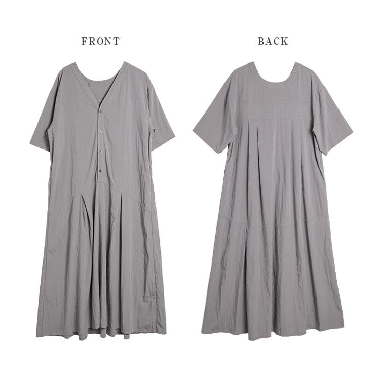 ワンピース Vネック シャツワンピース[品番：LGMW0005925]｜La