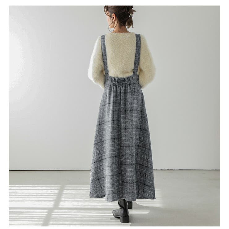 ルネ ツイード ワンピース ジャンパースカート チェック LINTON